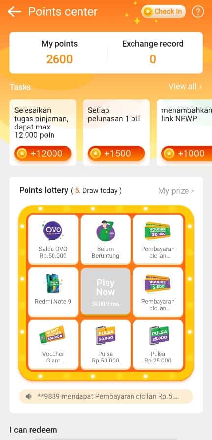 Fitur Points Lottery Kredit Pintar