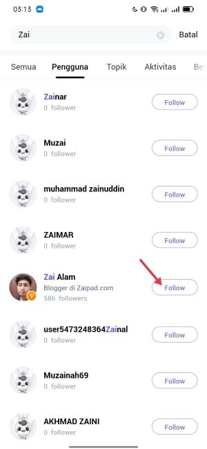 Follow Zai Alam di Komunitas OneAset