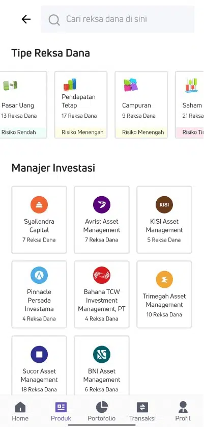 Daftar Manajer Investasi dan Jenis Reksadana yang tersedia di aplikasi SayaKaya