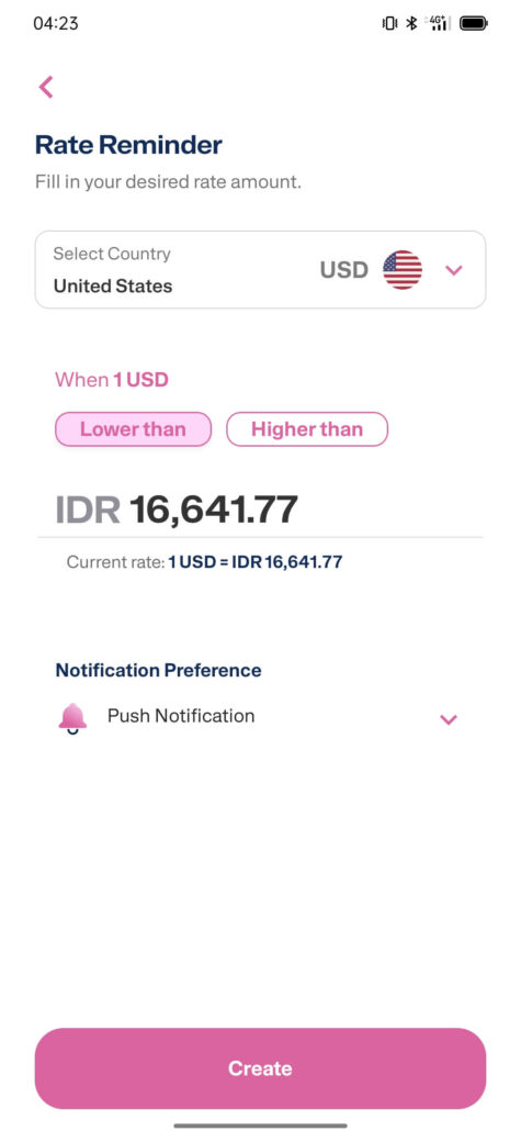 fitur Rate Reminder aplikasi Transfez