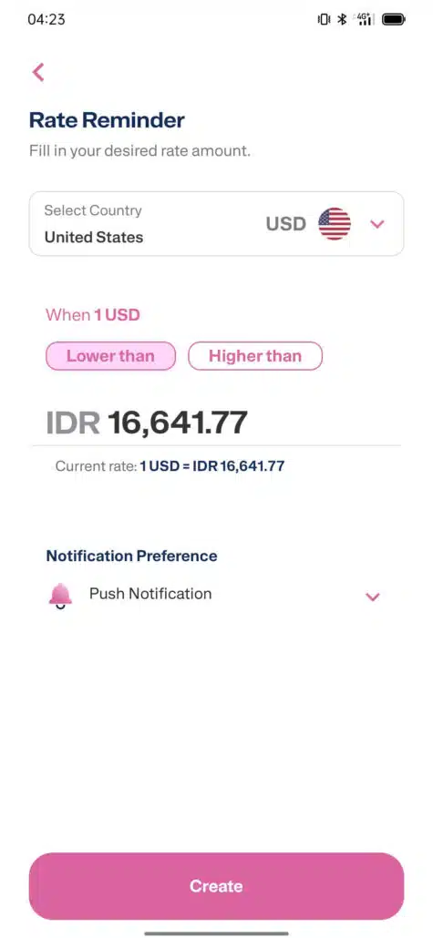 fitur Rate Reminder aplikasi Transfez