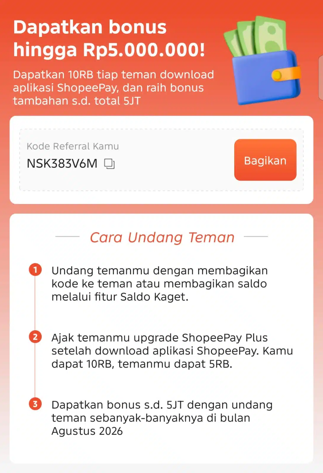 Kode Referral ShopeePay Terbaru Oktober 2026: NSK383V6M 1 Kode Referral ShopeePay 2026 Zaipad