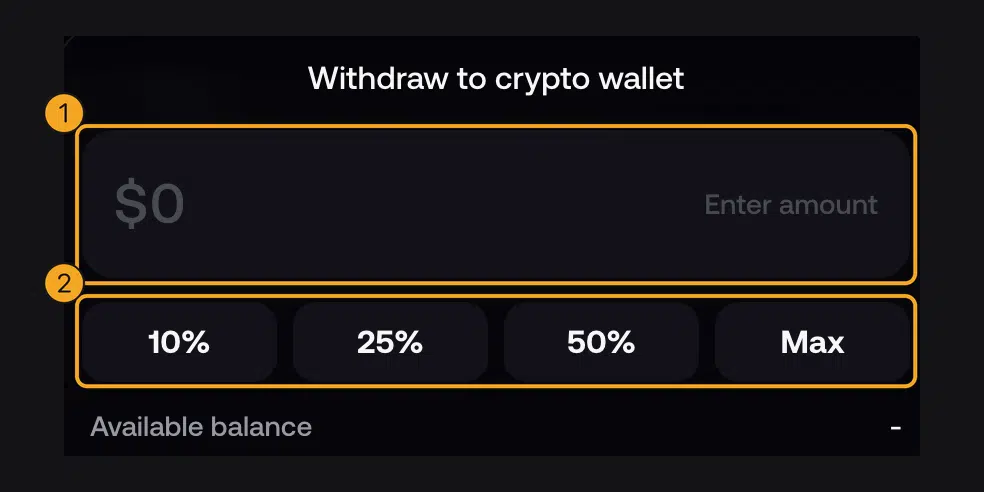 Cara Pakai Fomo App: Trading Crypto, Long/Short, dan Biaya 12 Kolom nominal dolar dan pilihan 10%, 25%, 50%, Max di layar Withdraw Fomo